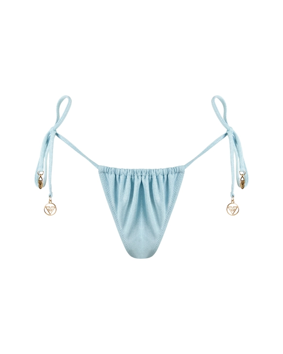 Bas de bikini tanga à liens fins et logo doré