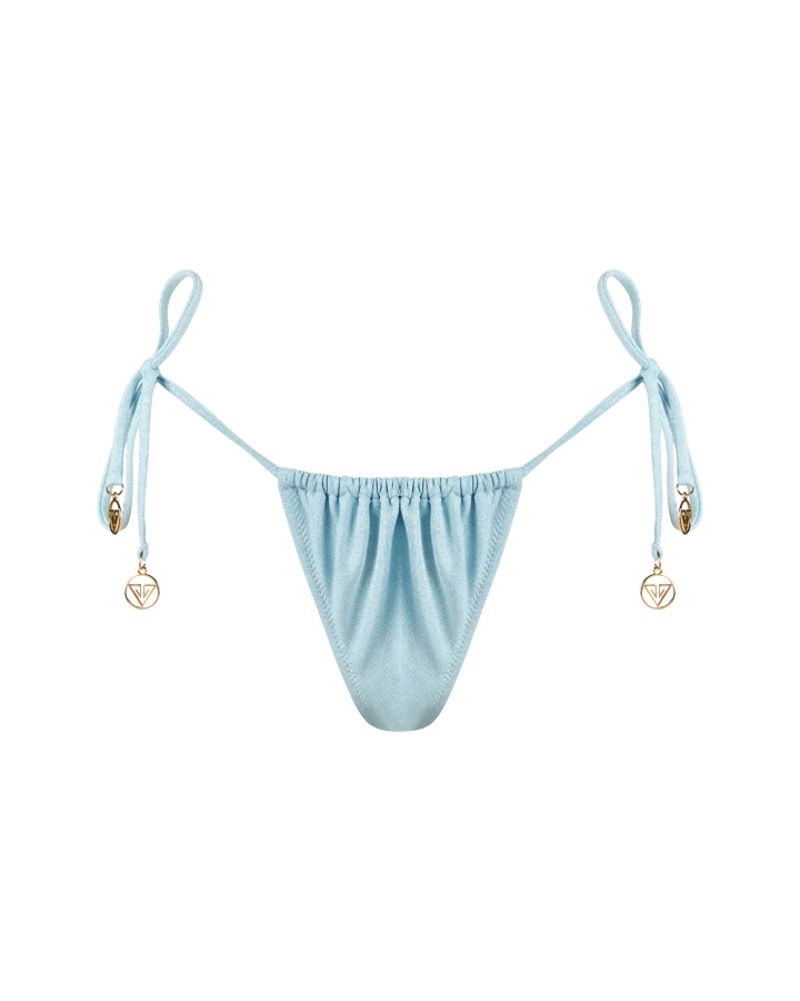Tanga-Bikini-Höschen mit dünnen Bändern und goldenem Logo