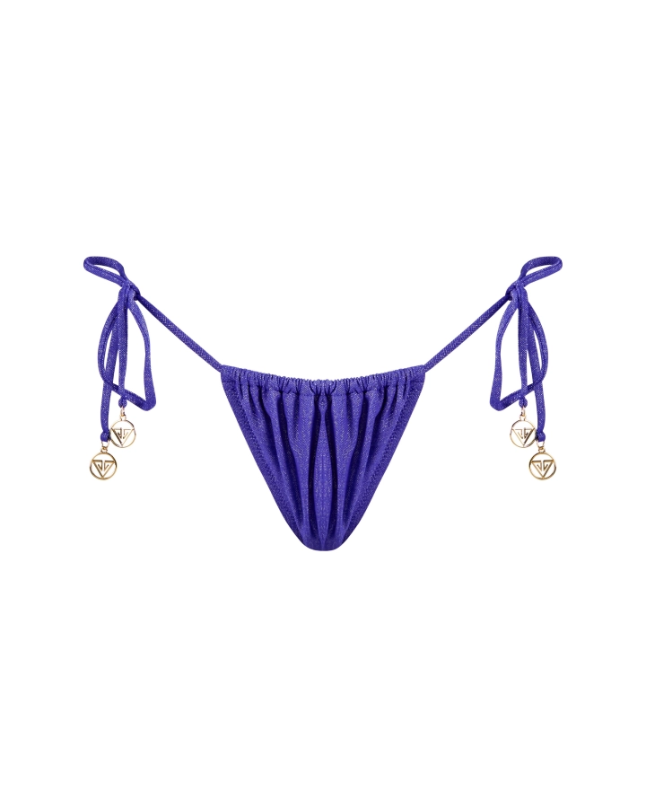 Tanga-Bikini-Höschen mit dünnen Bändern und goldenem Logo