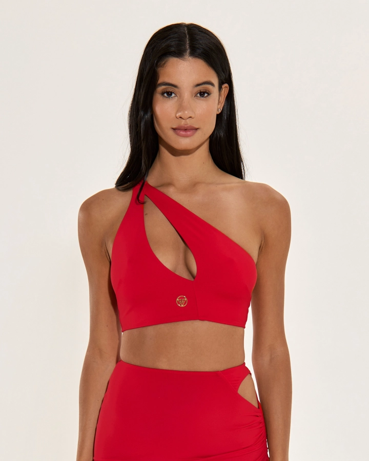 Asymmetrisches One-Shoulder-Top mit Cut-Out