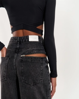 Wide-Leg Jeans with Side Zips