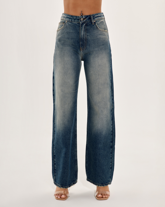 Straight-Cut Denim Pants