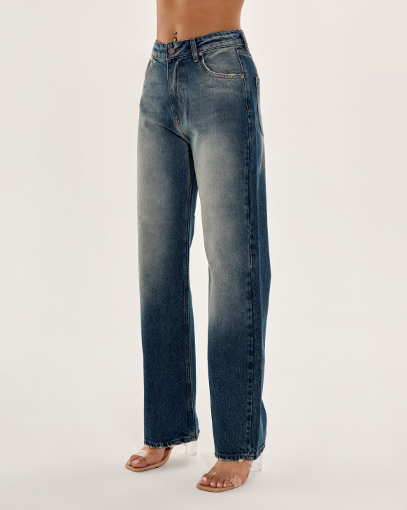 Straight-Cut Denim Pants