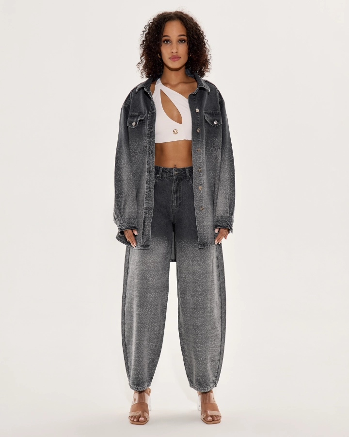 Ballon-Jeans für Damen mit flauschiger Oberfläche