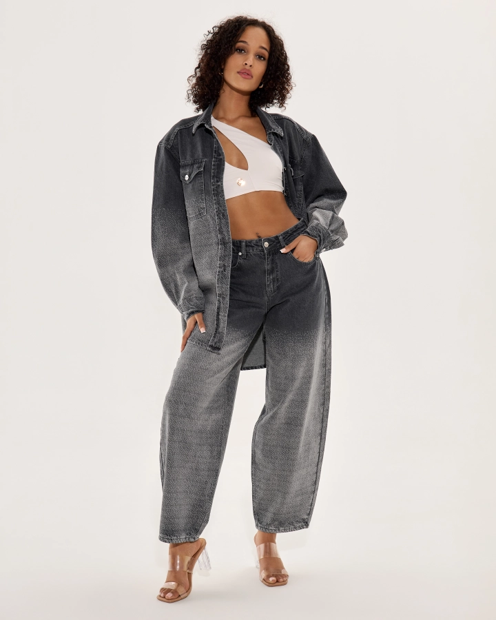 Ballon-Jeans für Damen mit flauschiger Oberfläche