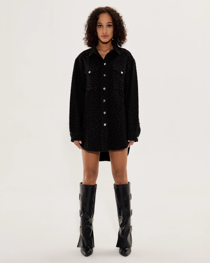 Kristályos, hosszított oversized farmering