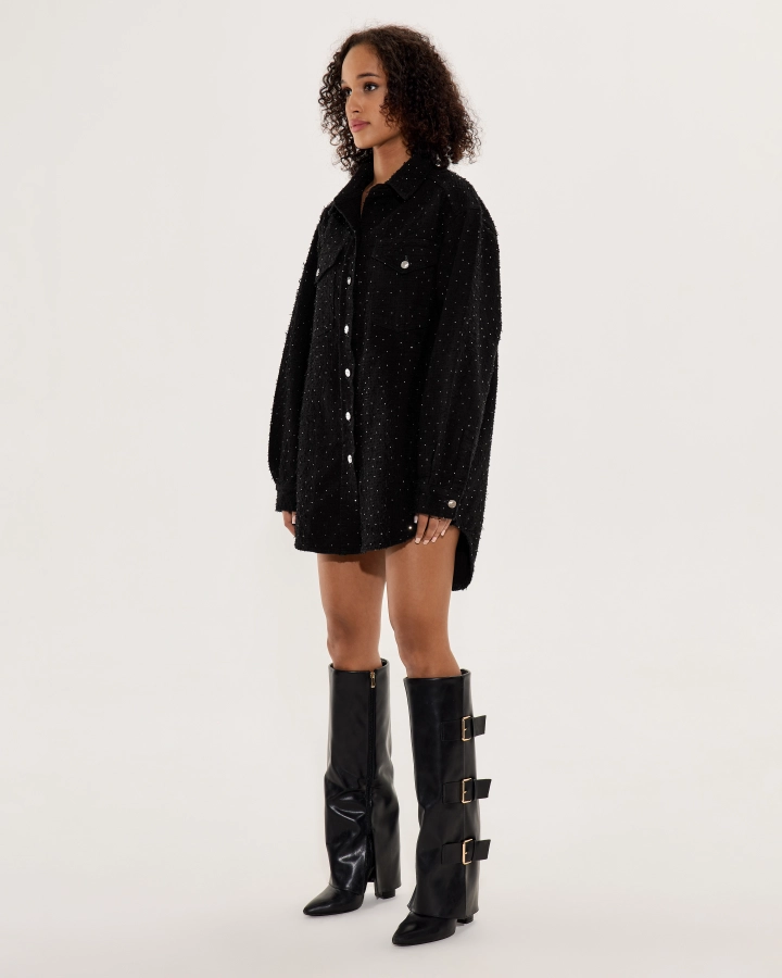 Kristályos, hosszított oversized farmering