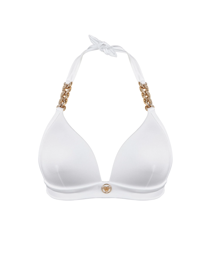 Push-up Triangle Bikini Top with Crystal Chains