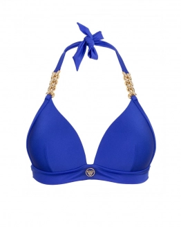 Push-up Triangle Bikini Top with Crystal Chains