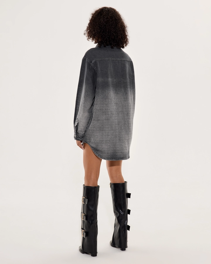Oversized Washed Denim Shirt Jacket